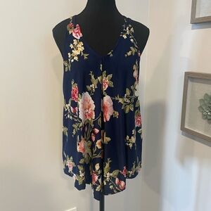 Agenda Floral Handkerchief Hem Top With Grommet Details